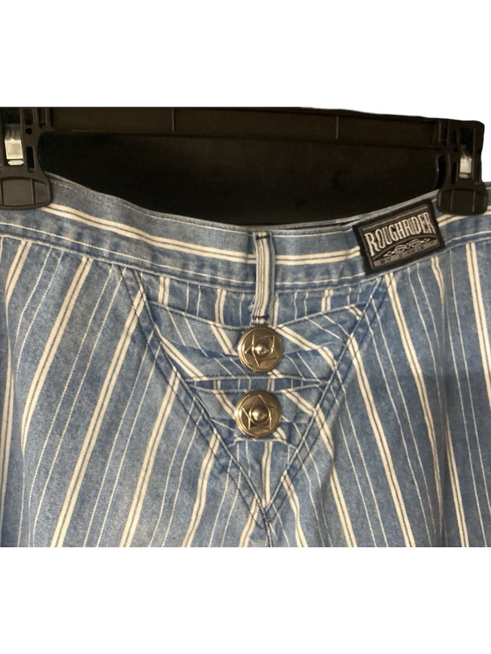 Roughriders size 15/16 Blue and White Vertical Stripe Jeans cowgirl - Picture 4 of 5